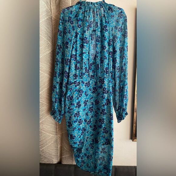 Veronica Beard Becky Floral-Print Silk Blue Shirtdress Dress Size 10 NEW - Picture 7 of 13